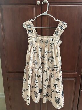 UMGEE Pale Peqch Seashell Print Ruffle Strap Sundress